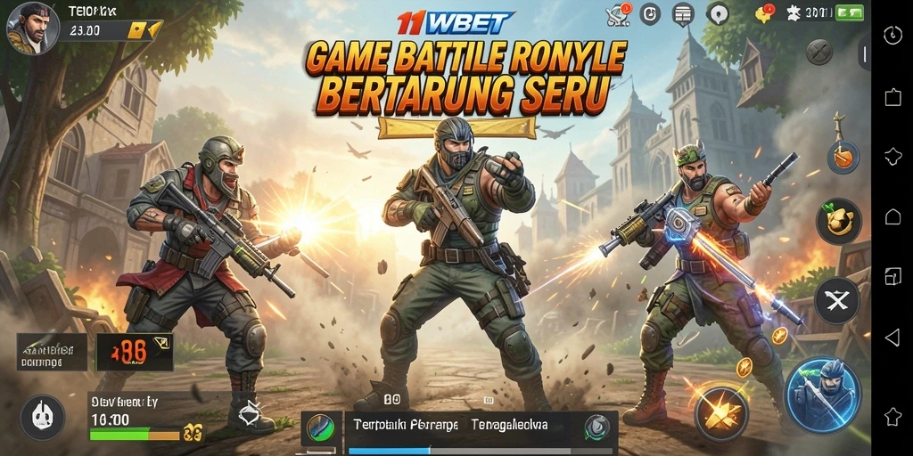 Gambaran aksi mendebarkan dalam gameplay Battle Royale 11WBET.