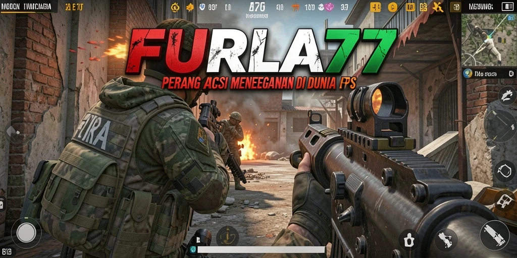 Screenshot menunjukkan aksi seru dalam game FPS FURLA77.