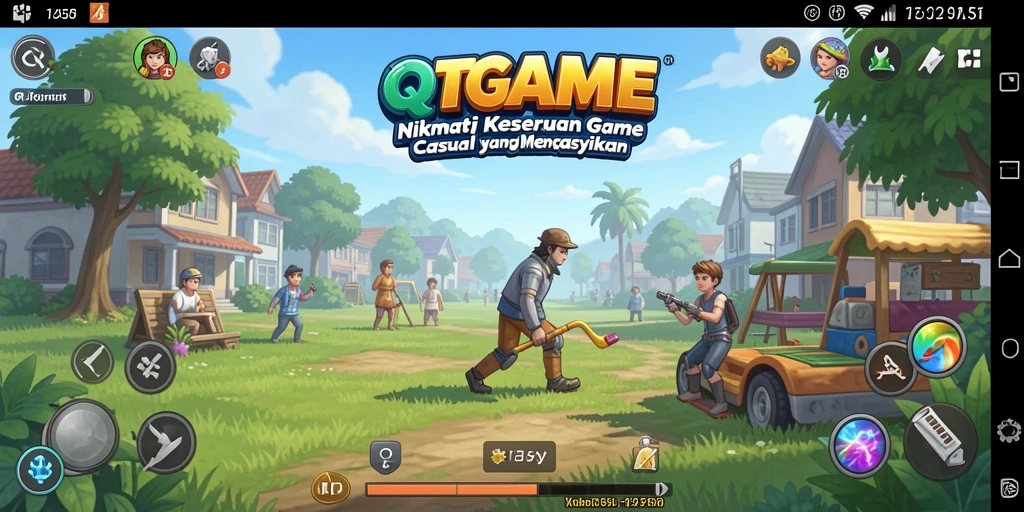 Tampilan gameplay QTGAME yang ceria dan penuh tantangan.