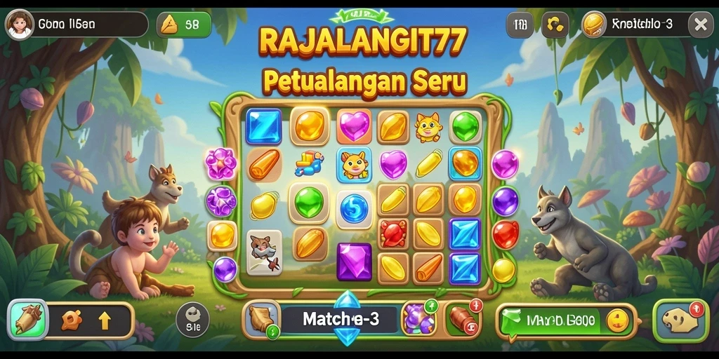 Tampilan menarik dari gameplay Match-3 RAJALANGIT77.